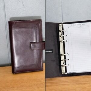 Day-Timer Burgundy Faux Leather Ring Binder Planner Organizer A6 Personal Size
